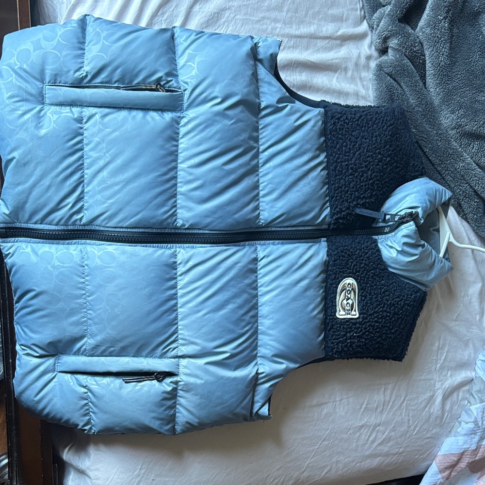 Coach Light Blue Puffer with Navy Fleece